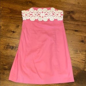 Lilly Pulitzer pink pique dress w white appliqué